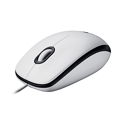 Logitech M100 Bedrade USB-Muis, 3 Knoppen, 1000 DPI Optische Tracking, geschikt voor Links- en Rechtshandig gebruikt, Compatibel met PC, Mac, Laptop - Wit