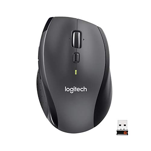 Logitech M705 Marathon Draadloze Muis, 2,4 GHz USB Unifying-Ontvanger, 1000 DPI, 5 Programmeerbare Knoppen, 3 Jaar Batterijduur, Compatibel met PC, Mac, Laptop, Chromebook - Grijs