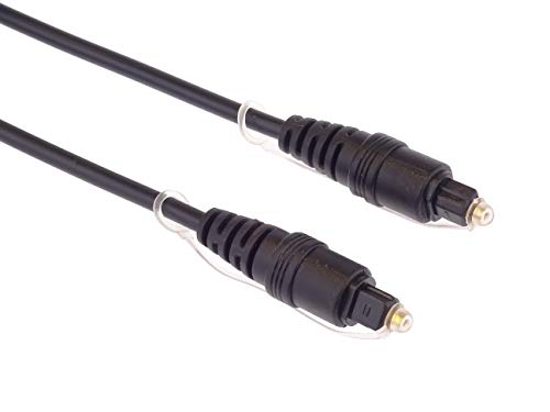 PremiumCord Optische audiokabel Toslink, 2m, Toslink-stekker op stekker, digitale kabel voor stereo-installatie HiFi sounbar TV, HQ audio, verguld, kleur zwart