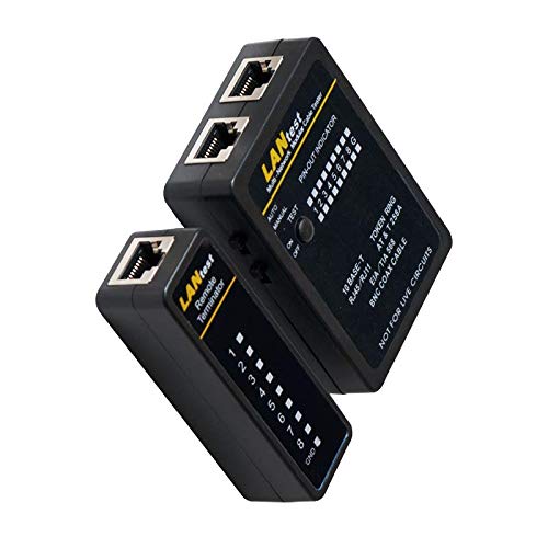 odedo® Kabeltester RJ45 / RJ11 RJ12 BNC met externe eenheid, netwerktester, leidingstester LAN ISDN DSL CAT 5/6/7 patchkabel, ethernet netkabel tester