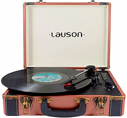 Lauson CL605 Draaitafel Bluetooth | Draagbaar reproductiekoffer van Vinyl | 33/45/78 Drievoudige Platenspeler met Geïntegreerde Luidspreker | USB-poort en SD-Geheugens | RCA-Uitgang (Bruin)