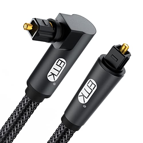EMK Optische Kabel, Korte Tot 90 Graden Roteerbaar, Instelbaar, Toslink Optische Audiokabel Voor Blu-ray Player, Soundbar, HDTV, PS3 / PS4, Xbox en Meer (90 Graden Zwart, 1M)