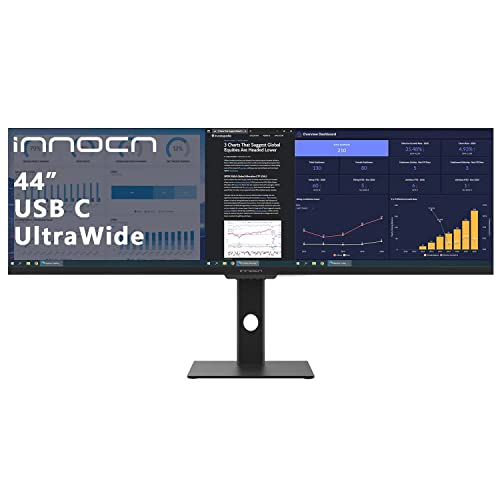 INNOCN 43,8-inch ultrabrede monitor - 32:9,120Hz,FreeSync,HDR400-monitor voor gaming, WFHD IPS-bedrijfsdisplay met 96% DCI-P3, USB C-poort, 1,07B-kleuren, Delta E <2, in hoogte verstelbaar, 44C1G