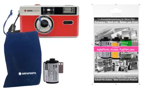 Agfa Foto analoge 35 mm kleine foto film foto camera rood + zwart/wit foto's film + batterij + complete ontwikkeling film + foto's