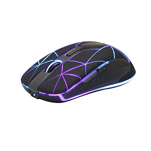 Rii Draadloze muis, 2,4 G draadloze muis, pc-muis, laptop, muis, draadloos, optische muis met USB nano-ontvanger, 7 led-verlichte muis voor Windows/Mac/Linux, Office Home, zwart
