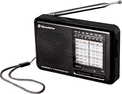 Roadstar TRA-2989 9-bands wereldontvanger met FM, MW en 7 kW banden, zakradio, werkt op batterijen