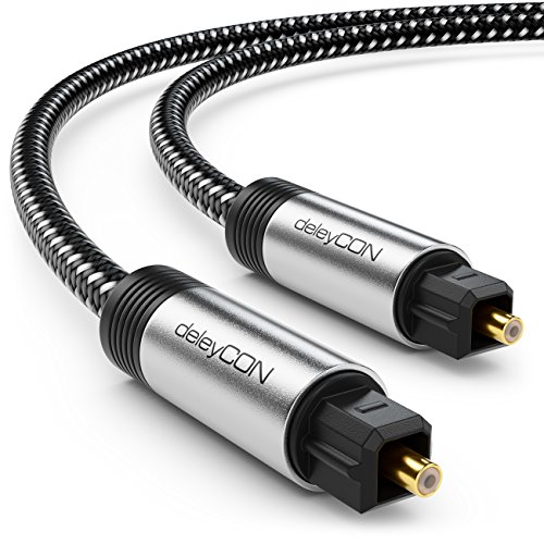 deleyCON 3m Toslink-Kabel Optische Digitale Audiokabel met Metalen Stekker & Nylonmantek - SPDIF Optische Vezelkabel