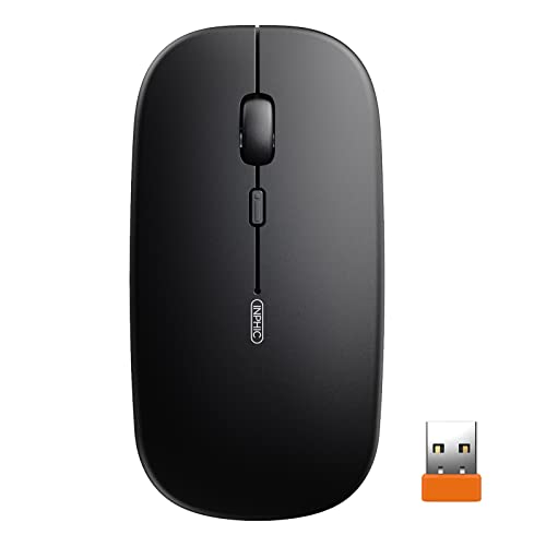 INPHIC Mute Silent Click Oplaadbare draadloze muis, mini optische computermuis, ultradun 1600 dpi draadloze muis voor notebook, pc, laptop, computer, MacBook, magisch zwart