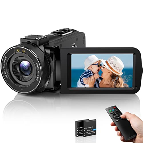 Video Camera Camcorder FHD 1080P 36MP 30FPS Vlogging Camera voor YouTube 3.0 '' 270 ° Swivel IPS-scherm 16x Digitale Zoom IR Night Vision Digitale Camera met Afstandsbediening en 2 Batterijen