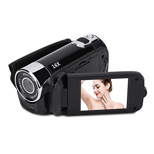 Camcorder Videocamera 1080P Full HD Digitale camcorder DV-camera Nachtzicht 16x zoom Vlogcamera met 270 graden draaibaar scherm, geschikt voor thuisfeest/picknick buitenshuis/kamperen(zwart)