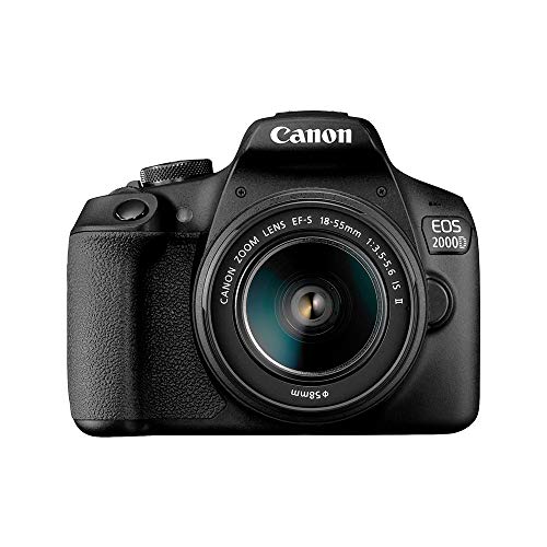 Canon EOS 2000D DSLR Camera en EF-S 18-55 mm f/3.5-5.6 is II Lens, Black
