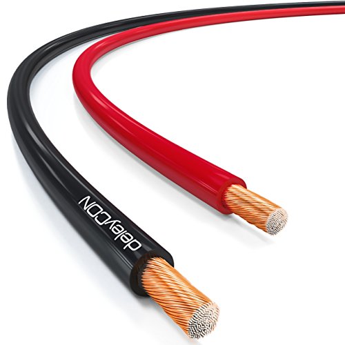 deleyCON 50m Luidsprekerkabel 2x 4,0mm² Boxkabel CCA Kopergecoat Aluminium 2x56x0,30mm Draad Polariteitsmarkering - Rood/Zwart