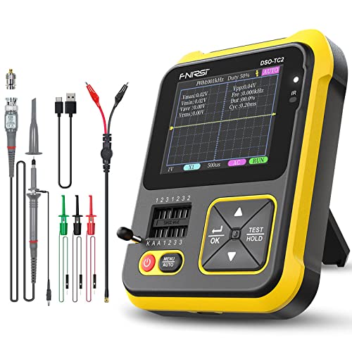 Draagbare handoscilloscoop, 2-in-1 digitale oscilloscoop 100 MHz bandbreedte met transistortest, USB-oplaadbaar, 2,4 inch HD kleurenbeeldscherm, PWM rechthoekige uitgang