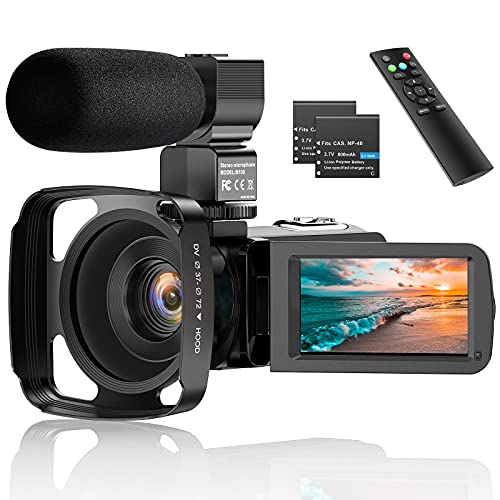 Videocamera Camcorder, 2.7K Ultra HD 36MP Vlogging Camera voor Youtube IR Nachtzicht 3.0 Inch IPS Touchscreen 16X Digitale Zoom Camera Recorder met Microfoon, Afstandsbediening, 2 Batterijen